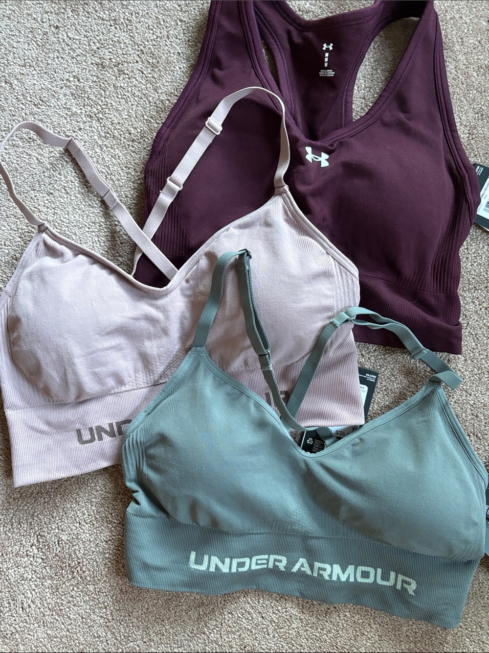 Under Armour Women’s lot set bundle of 3 medium gym athletic sports bras new